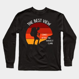 The Best Views Hiking Vintage Retro Mountain Long Sleeve T-Shirt